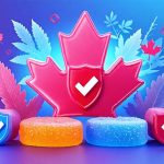 Conceptual illustration of a THCA gummy with compliance checkmarks and Canadian regulation symbols, representing safety in the cannabis industry.