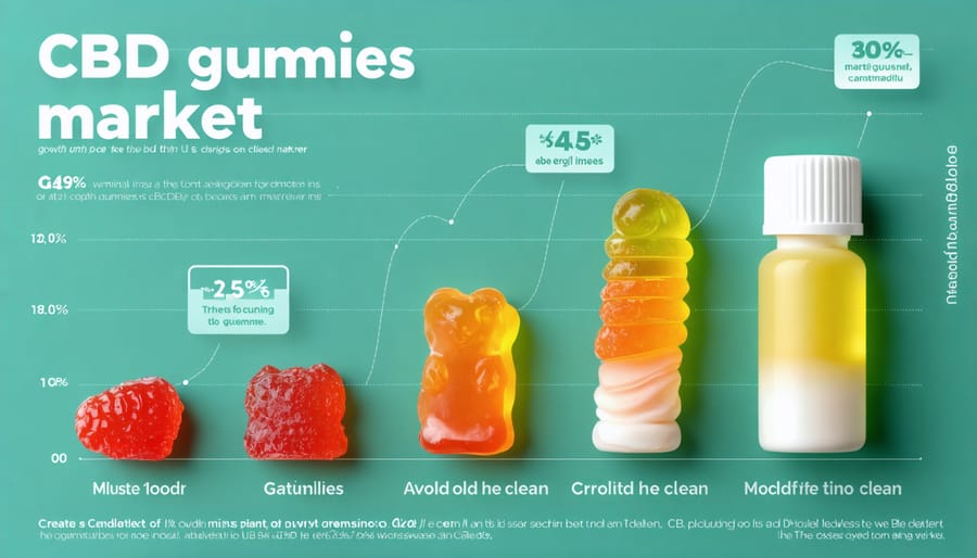 Chart illustrating the growth of the CBD gummies market in Canada over recent years