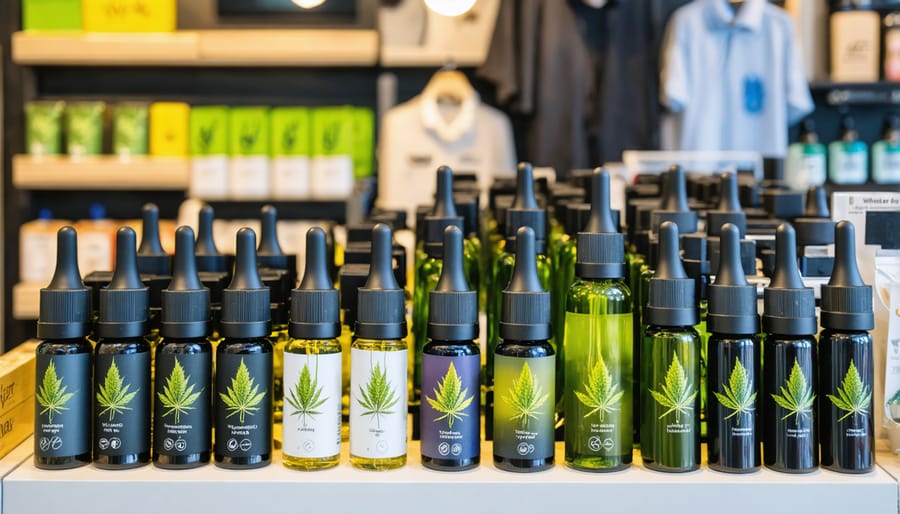 Array of cannabis vaping products in a Canadian retail store