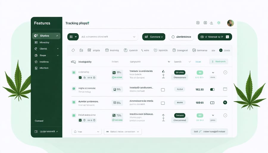 Screenshot of cannabis retail inventory management software displaying product tracking interface